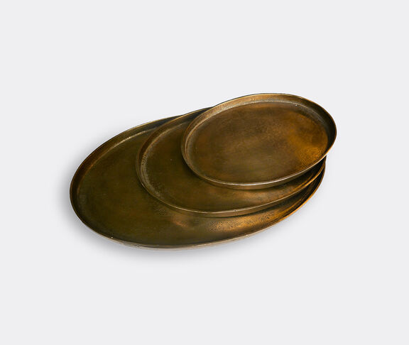 POLSPOTTEN Platter Oval Antique Brass Set 3 undefined ${masterID} 2