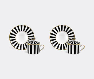 Simone Guidarelli Home 'Souvenirs De Voyage' lidded teacup and saucer, set of two, black and white MULTICOLOUR SIMO26SOU010MUL
