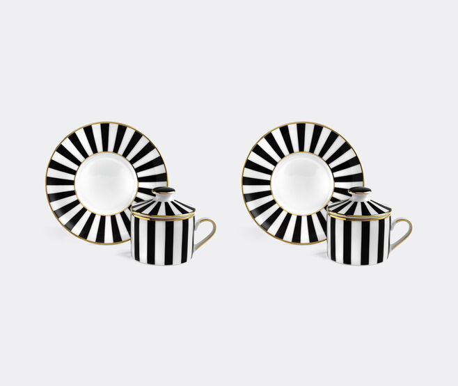 Simone Guidarelli Home 'Souvenirs De Voyage' lidded teacup and saucer, set of two, black and white MULTICOLOUR SIMO26SOU010MUL