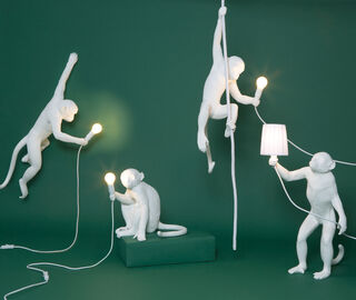 Seletti 'Monkey' lamp sitting, US plug WHITE SELE21RES828WHI