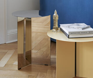 Hay 'Slit' round table, high, mirror silver MULTICOLOUR HAY122SLI948SIL