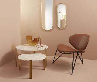 AYTM 'Tribus' coffee table, travertine and gold GOLD AYTM22TRI993MUL