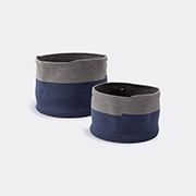 Cassina 'podor' Baskets, Set Of Two, Blue & Grey -  Organising Blue And Grey Uni