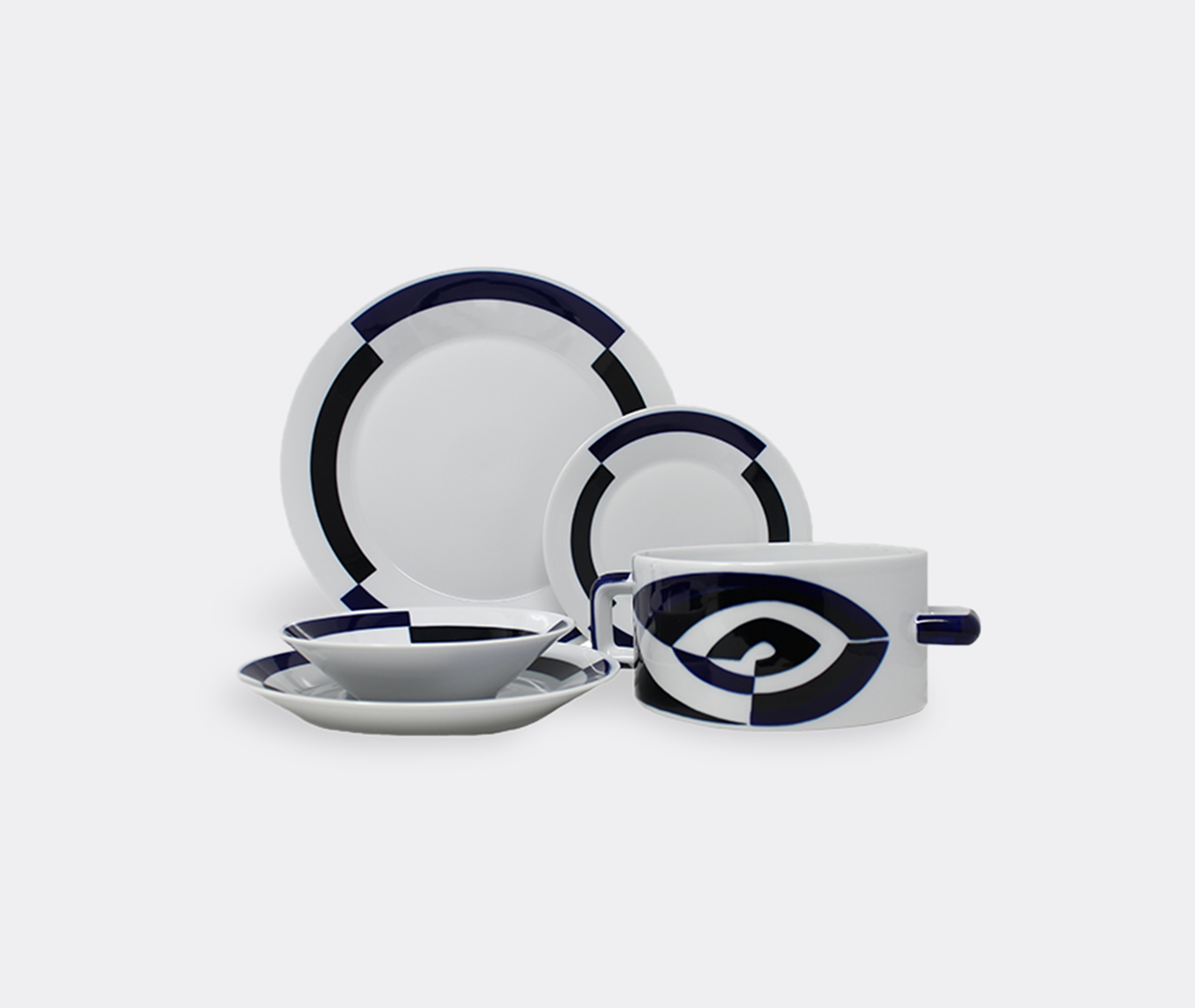 Sargadelos Tableware White&black&blue Uni In White&black&blue
