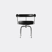 Cassina 'lc7' Swivel Chair, Chrome Structure -  Seating Black Uni