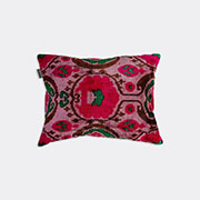 Les-Ottomans Silk Velvet Cushion, Pink And Green -  Cushions Multicolor Uni