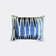 Les-Ottomans Silk Velvet Cushion, Blue And Black -  Cushions Multicolour Uni