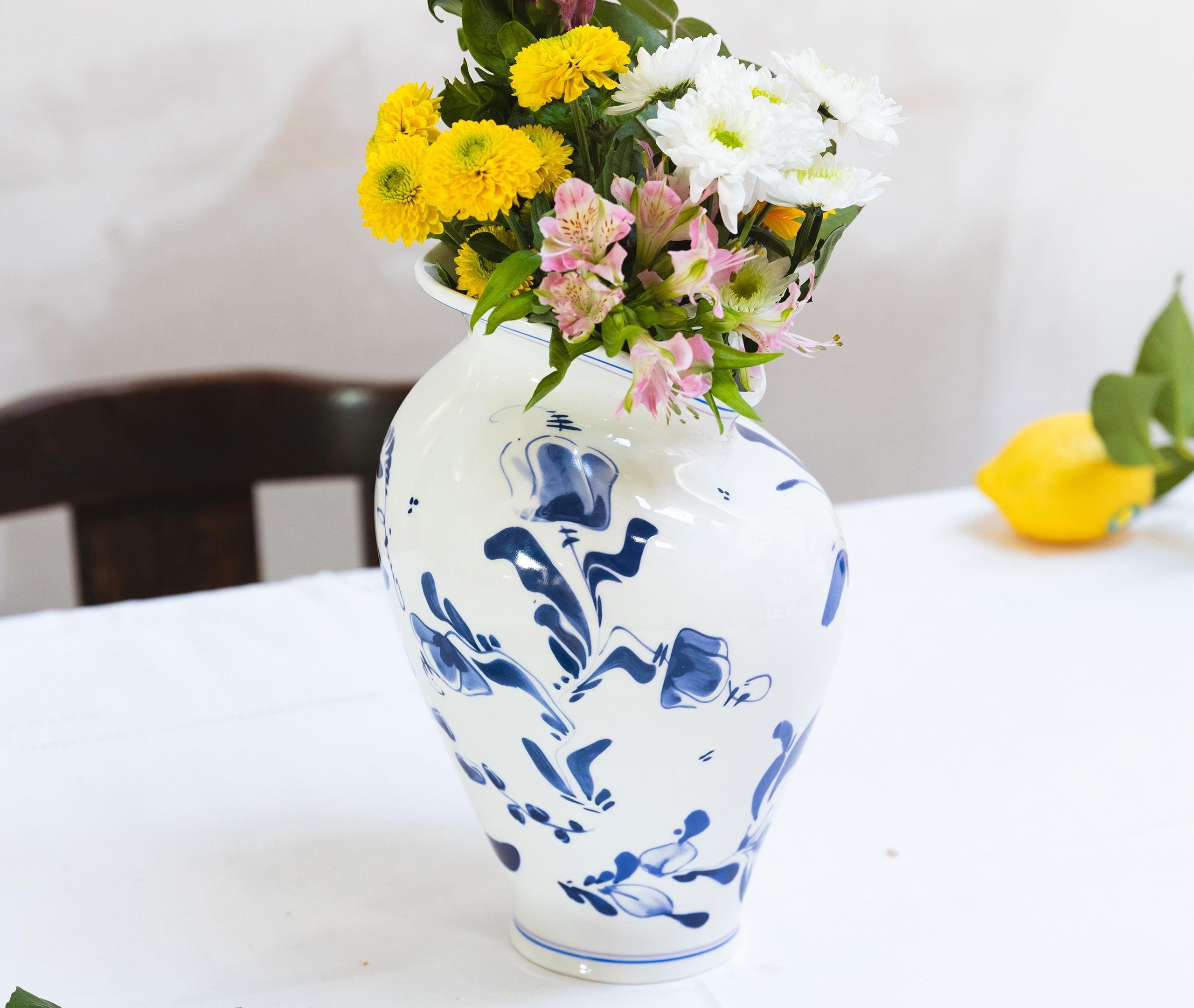 Seletti Floral-print Porcelain Vase In White