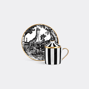 Simone Guidarelli Home 'sunset Safari' Lidded Espresso Cup And Saucer, Black And White -  Tea And Coffee Multicolour Uni