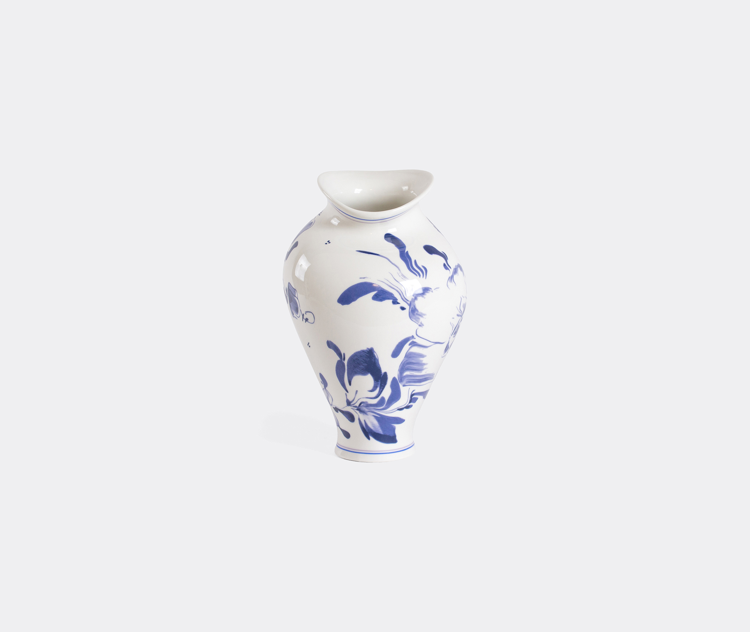 Seletti Floral-print Porcelain Vase In White