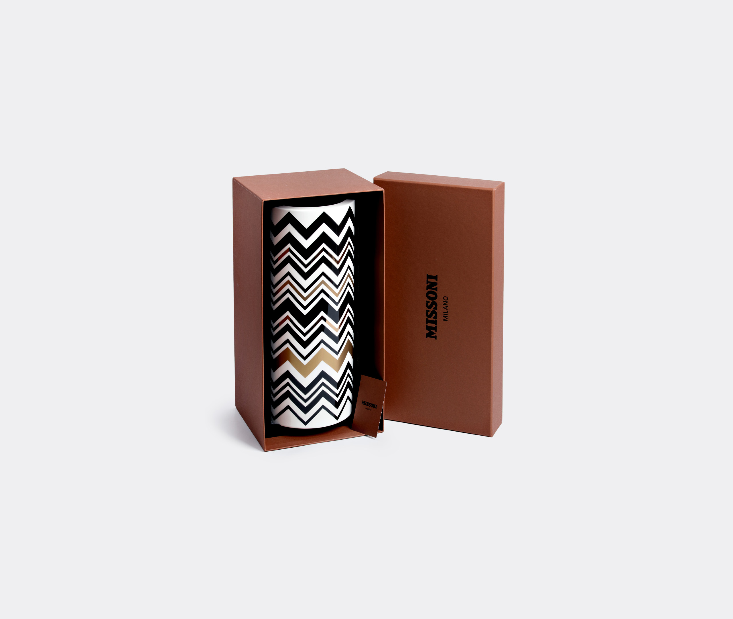 Missoni Zigzag-print Porcelain Vase (36cm X 16cm) In Multicolour