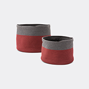 Cassina 'podor' Baskets, Set Of Two, Burgundy & Grey -  Organising Burgundy And Grey Uni