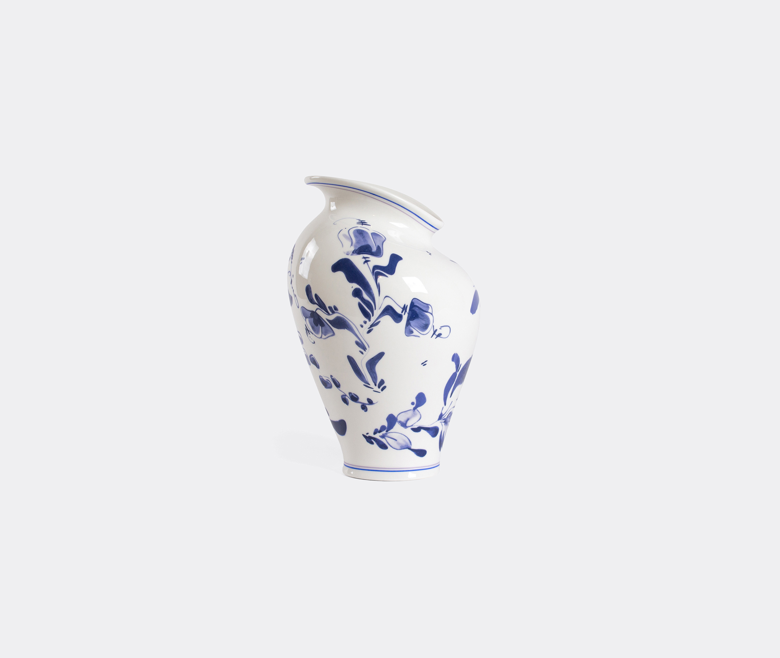 Seletti Floral-print Porcelain Vase In White