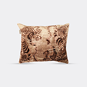 Les-Ottomans Silk Velvet Cushion, Cream And Brown -  Cushions Multicolour Uni