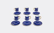 L'Objet 'lapis' Espresso Cup And Saucer, Set Of Six -  Tea And Coffee Blue, Gold Uni