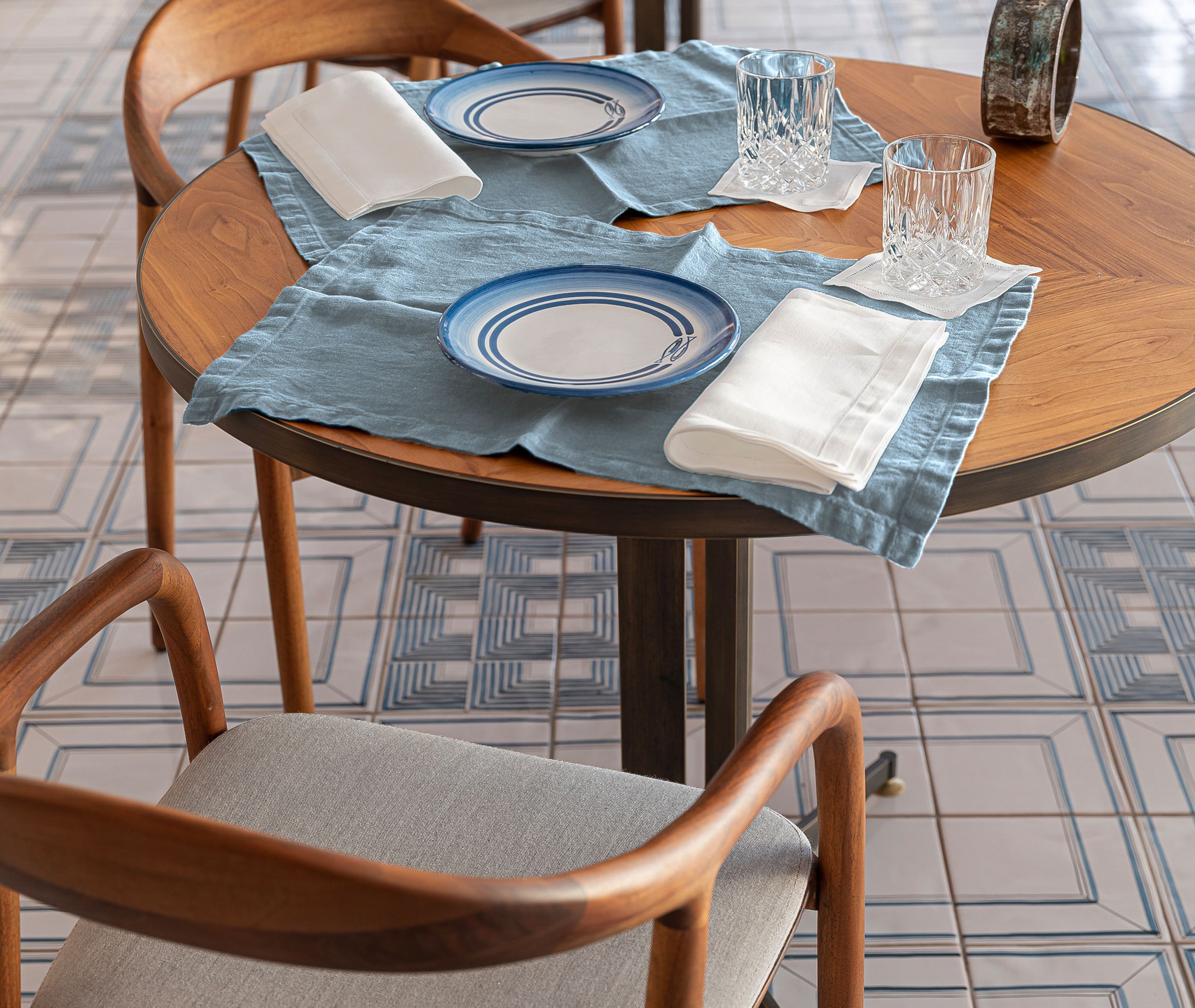 Once Milano Table Linens Light Blue Uni In Light Blue