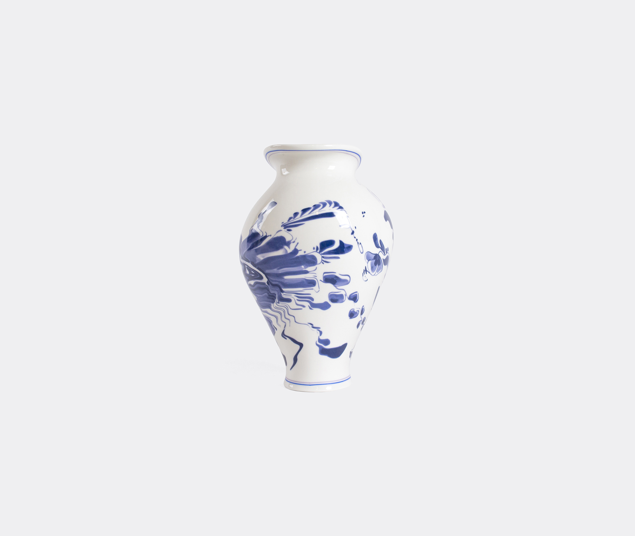 Seletti Floral-print Porcelain Vase In White