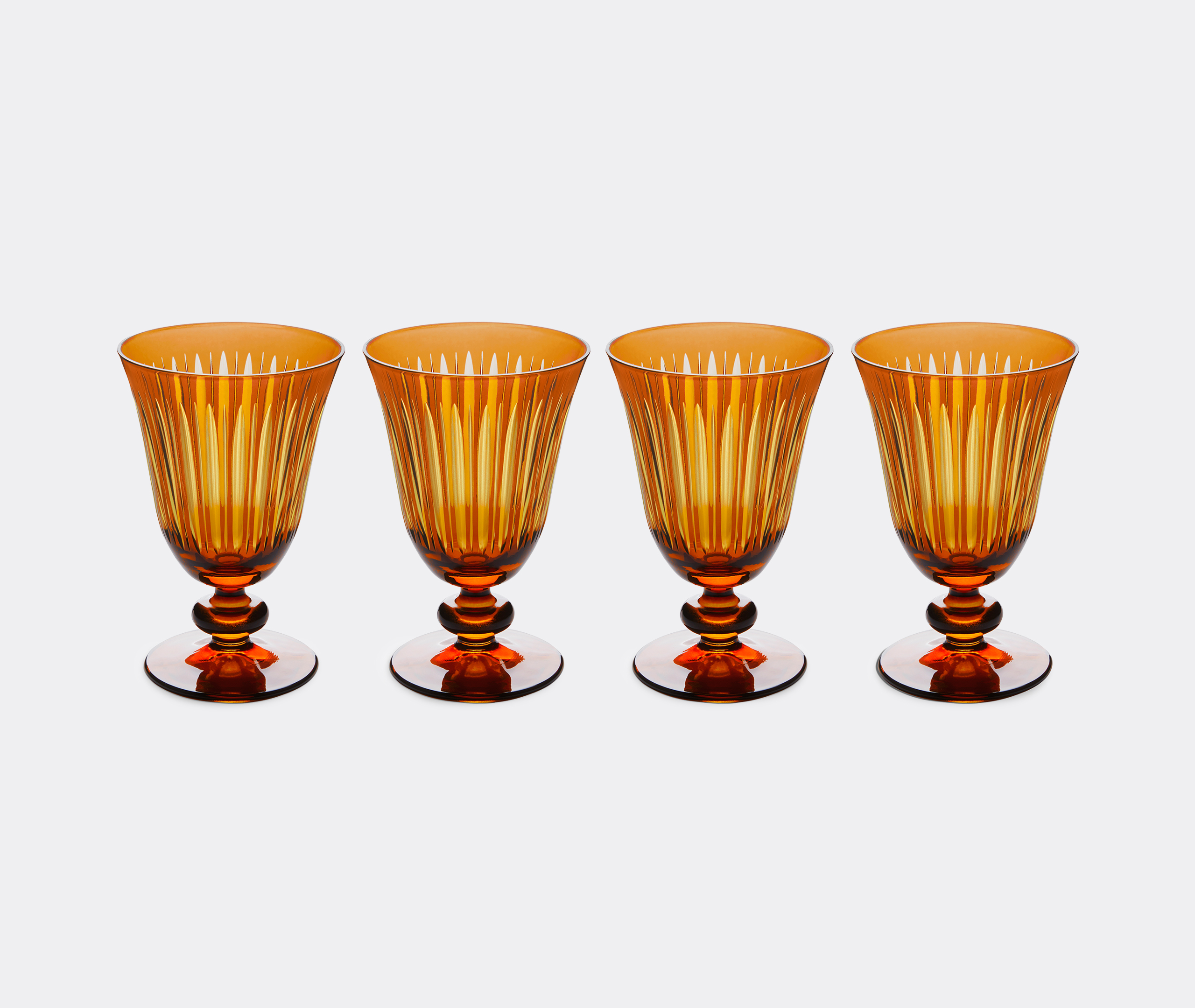 L'objet Amber Prism Glass Wine Glasses Set Of Four In Orange