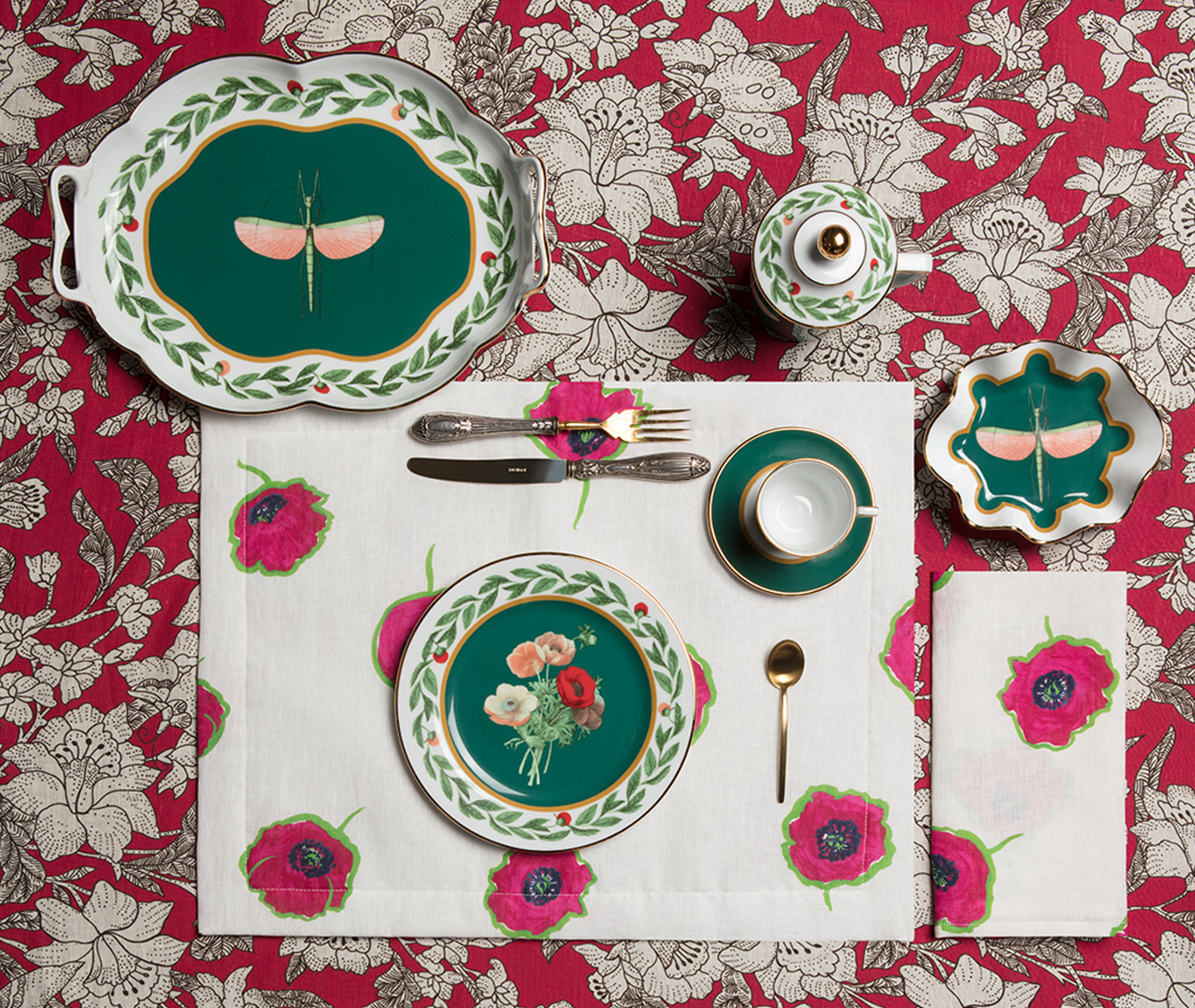 La Doublej Tableware Green Uni In Green