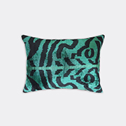 Les-Ottomans Velvet Cushion, Green And Navy -  Cushions Multicolor Uni