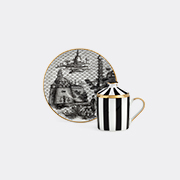 Simone Guidarelli Home 'oriental Dream' Lidded Espresso Cup And Saucer, Black And White -  Tea And Coffee Multicolour Uni