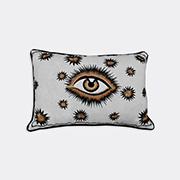 Les-Ottomans 'eye' Cotton Embroidered Cushion, White -  Cushions White Uni