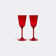 La Doublej Wine Rainbow Glasses Set Of 2 In Red