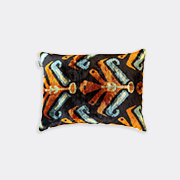 Les-Ottomans Velvet Cushion, Orange And Navy -  Cushions Multicolor Uni