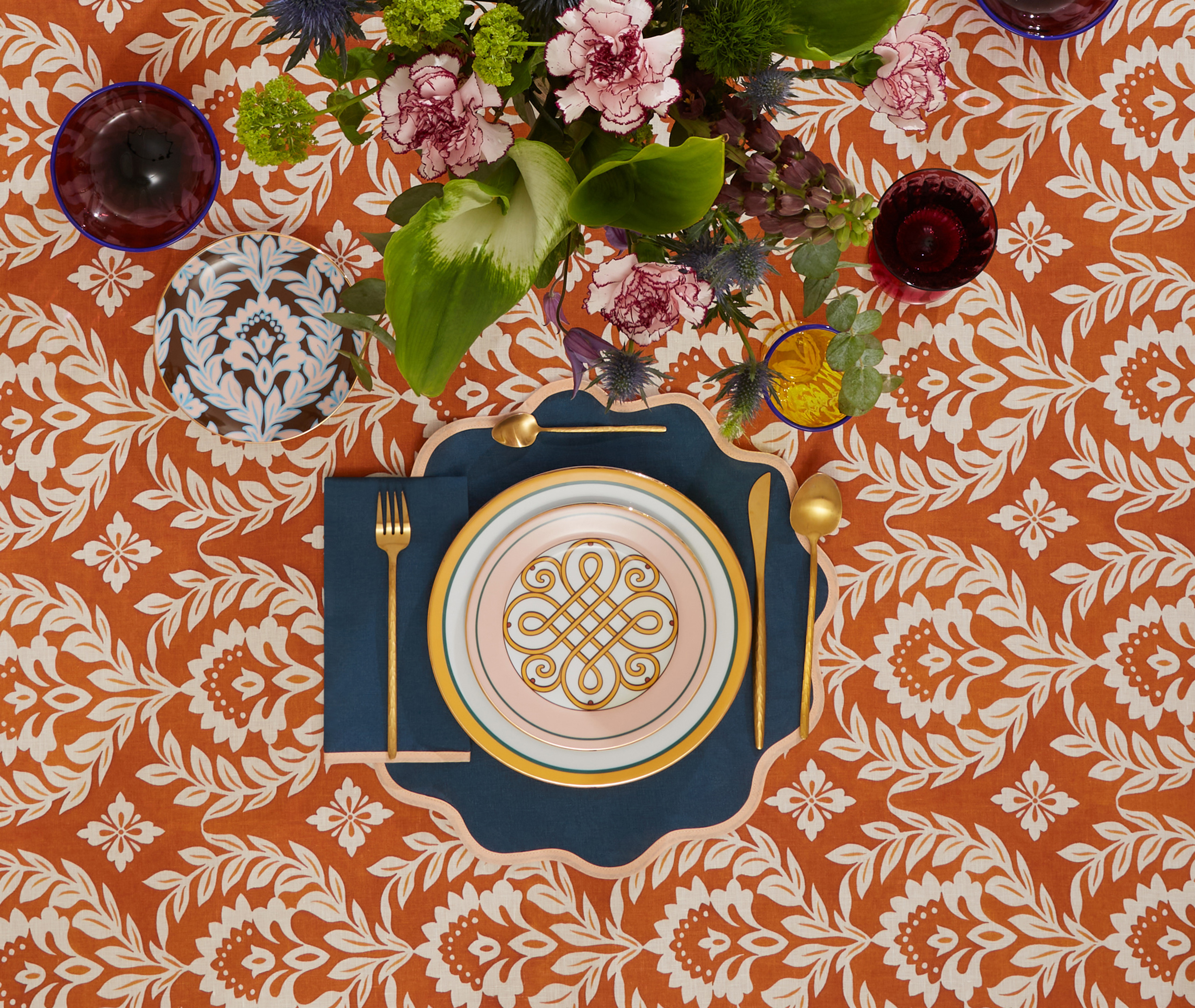 La Doublej Table Linens Blue Uni In Blue