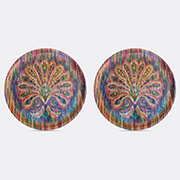 Les-Ottomans 'peacock' Circular Tray, Set Of Two -  Serving And Trays Multicolor Uni