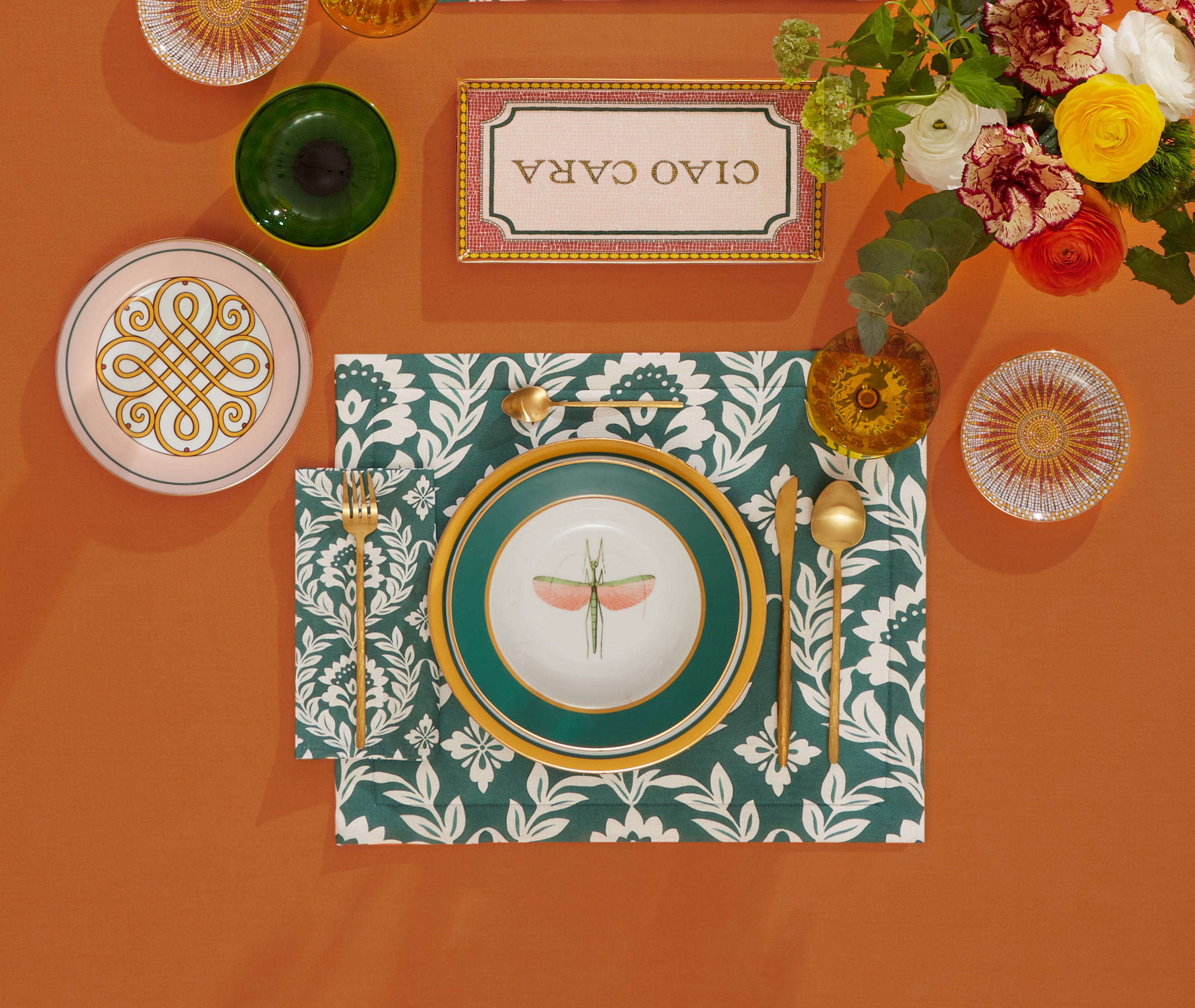 La Doublej Herringbone Table Mats, Set Of 2 In Green