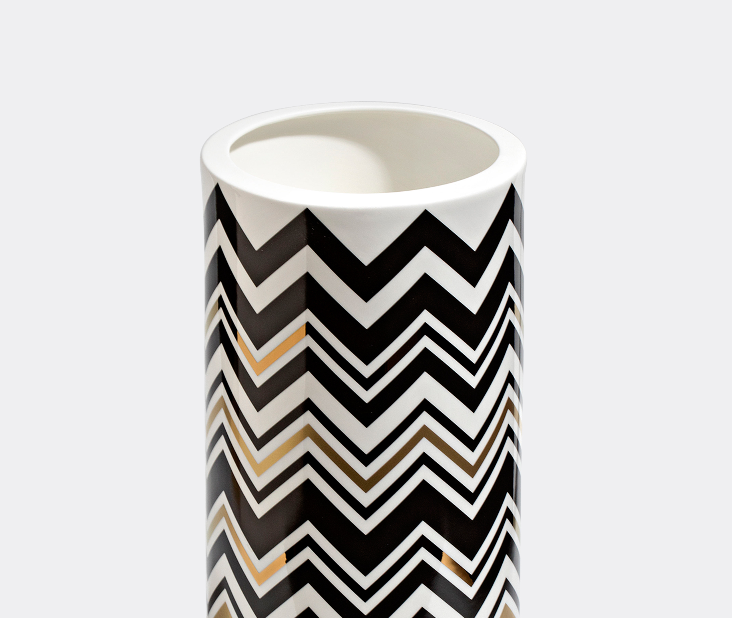 Missoni Zigzag-print Porcelain Vase (36cm X 16cm) In Multicolour