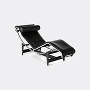 Cassina '4 Chaise Longue À Reglage Continu', Black Leather -  Seating Black Uni