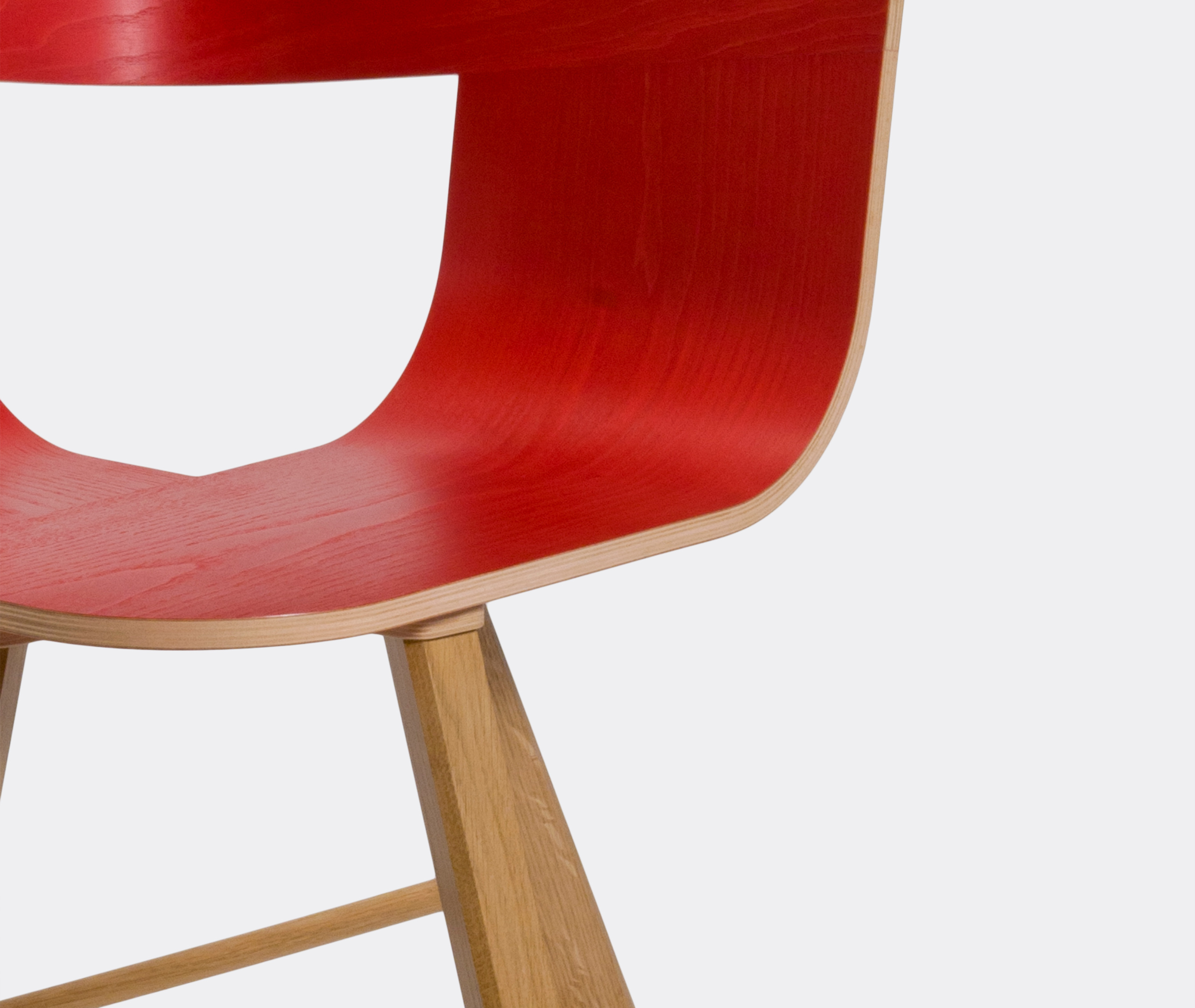 Colé Seating Red In Red, Natural Oak