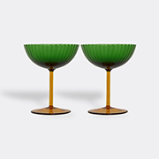 La DoubleJ Champagne Coup, Green, Set Of Two -  Glassware Green Uni
