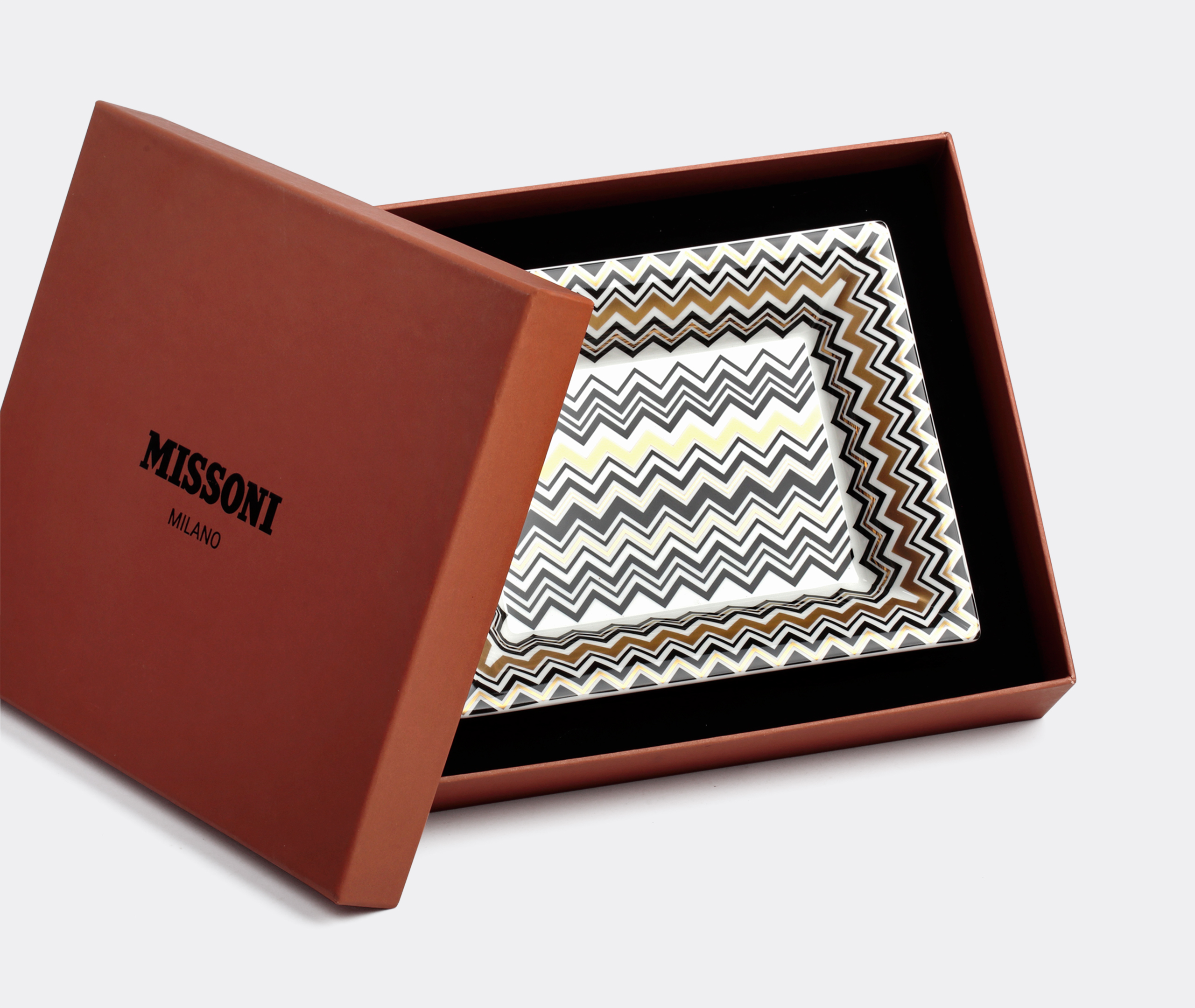 Missoni Zig Zag Rectangular Large Tray In Luxury Box In Multicolour