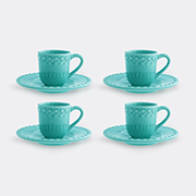 Bordallo Pinheiro ‘fantasia’ Coffee Cup And Saucer, Set Of Four, Acqua Green -  Tea And Coffee Turquoise Uni
