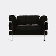 Cassina '3 Fauteuil Grand Confort' Grand Modèle Padded Armchair, Dark Grey Leather -  Seating Black Uni