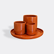 Basis 'terracotta' Saucer With Three Pots -  Vases Terracotta Uni