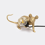 Seletti 'mouse' Lamp Lie Down, Gold, Uk And Usb Plug -  Lighting Gold Uni