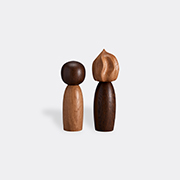 L'objet Picanto Natural And Smoked Oak Salt And Pepper Grinders In Brown